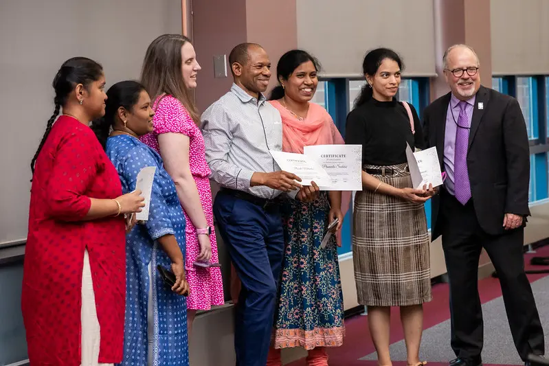 Students and staff celebrating scholarship awards
