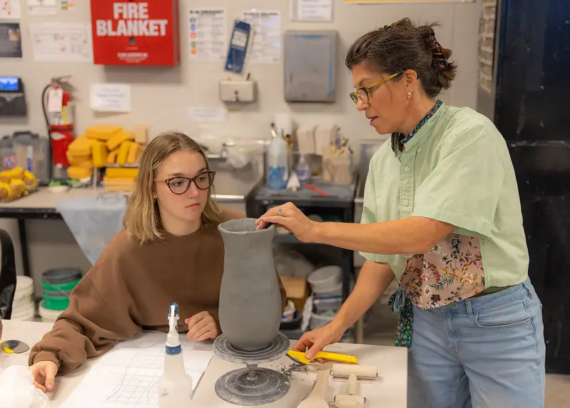 Students working together at computers
