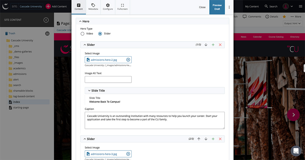 screenshot of edit interface