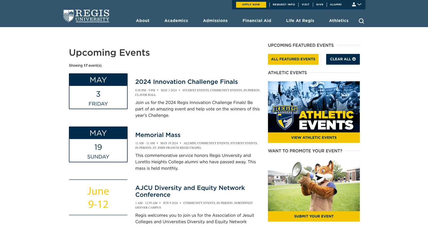 regis university screenshot