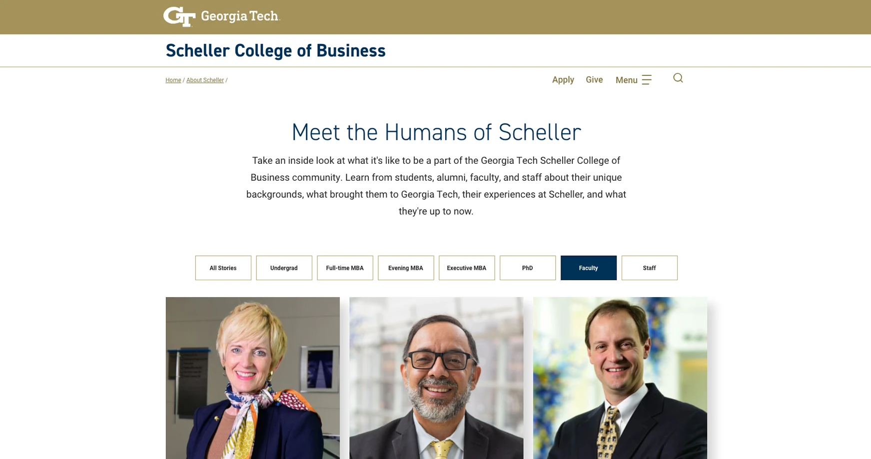 georgia tech scheller college of business directory screenshot