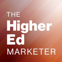 Logo for "The Higher Ed Marketer," featuring a modern design with warm gradient colors.