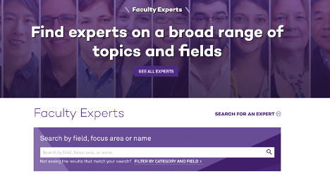 Northwestern University Faculty Experts Screenshot